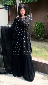 Gotta Patti & Tilla Work Georgette Chiffon Gharara – Restock Alert!