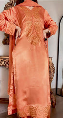 Pure Silk Cut Dana Handwork Suit with Chiffon Dupatta (Dyeable)