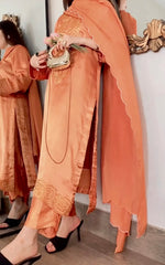 Pure Silk Cut Dana Handwork Suit with Chiffon Dupatta (Dyeable)