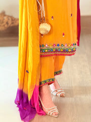 Chiffon Handworked Suit with Pasham, Mirror & Moti Detailing