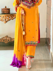 Chiffon Handworked Suit with Pasham, Mirror & Moti Detailing