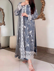 Grey Sonidharti Chiffon Ensemble with Heavy Arri Jhal Work