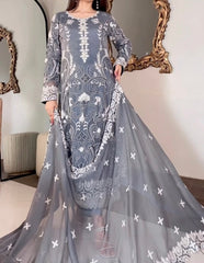 Grey Sonidharti Chiffon Ensemble with Heavy Arri Jhal Work