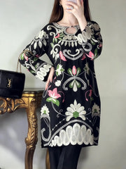 Areeba shirt thick-thread embroidery close-up