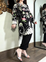 Areeba black shesha silk shirt and pant full look