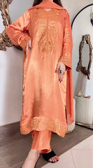 Pure Silk Cut Dana Handwork Suit with Chiffon Dupatta (Dyeable)