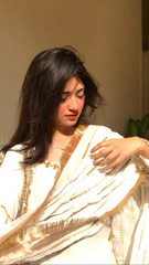 White Jorget Chiffon Tilla Embroidered Handwork Suit with Heavy Flared Gharara