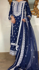 Noor e Aqsa full length view – shesha silk 3-piece pret