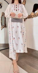 Elegant Shesha Silk 3-Piece Suit – Multi-Head Embroidery with Organza Dupatta
